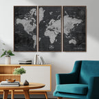 World Map Canvas Print, Detailed Map of the World Wall Art for Home or Office