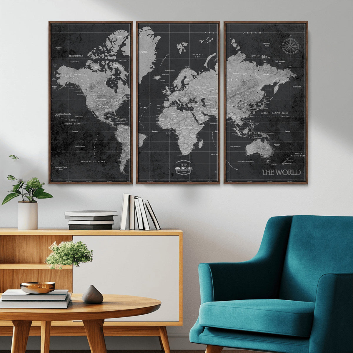 World Map Canvas Print, Detailed Map of the World Wall Art for Home or Office