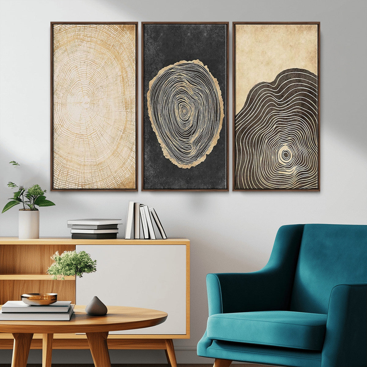 Tree Rings Canvas Wall Art Print, Minimalist Natural History in Modern Decor