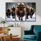 Buffalo Wall Art Canvas Print, American Bison Herd Wall Art