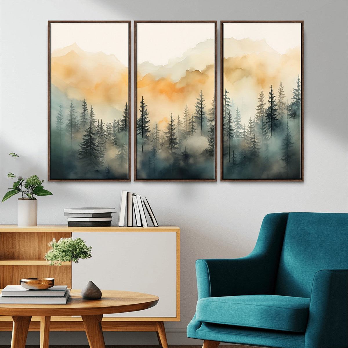 Abstract Forest Print | Mountain Wall Art | Autumn Landscape Canvas Print
