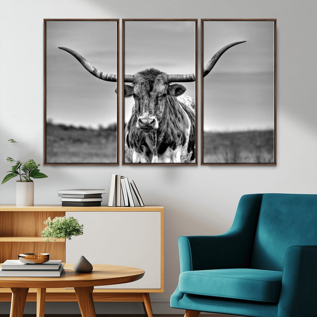 Texas Longhorn Cow Wall Art, Texas Longhorn Canvas, Cattle