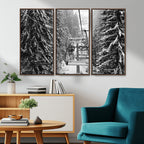 Winter Ski Lift Black and White Canvas Wall Art | Alpine Escape in Minimalist Style