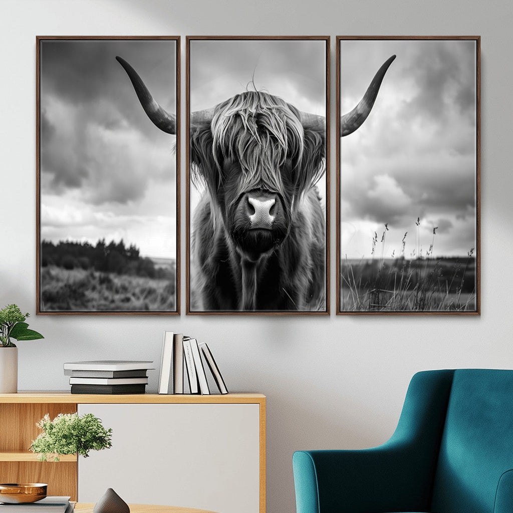Scottish Cow Wall Art Canvas Print, Longhorn Wall Art