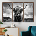 Scottish Cow Wall Art Canvas Print, Longhorn Wall Art