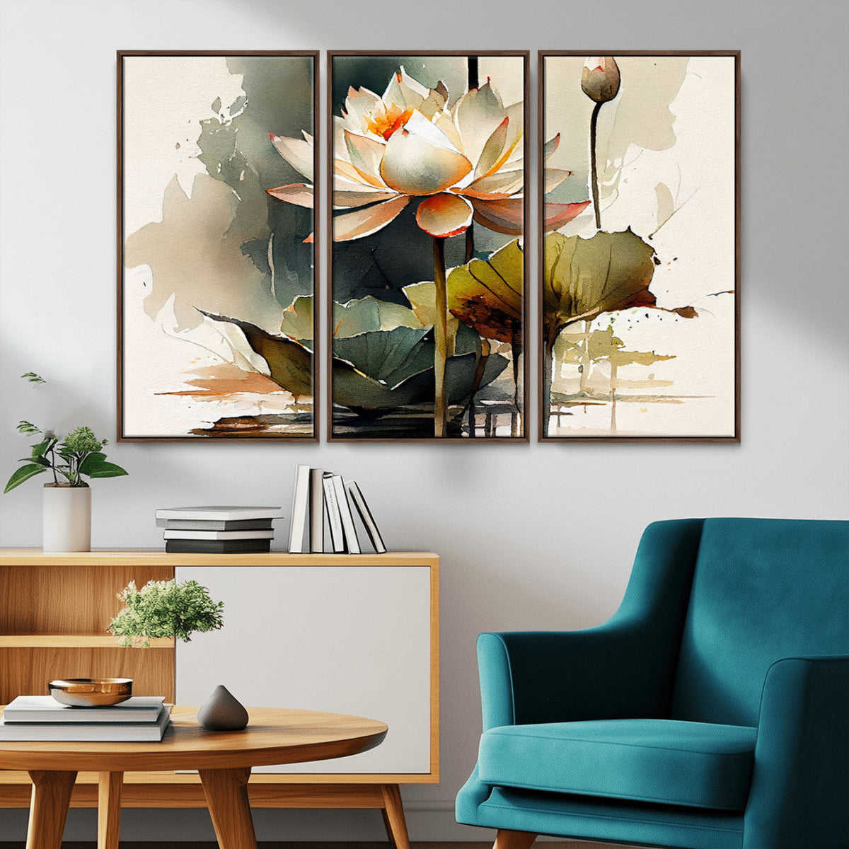Lotus Flower Watercolor Canvas Print | A Symbol of Serenity and Growth in Soft Watercolors