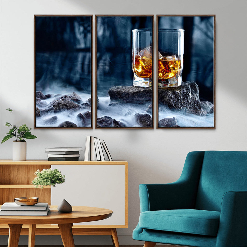 Whiskey Ice Wall Art Canvas Print