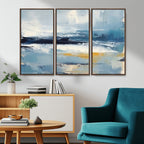 Abstract Ocean Canvas Wall Art - Coastal Blue and Gold