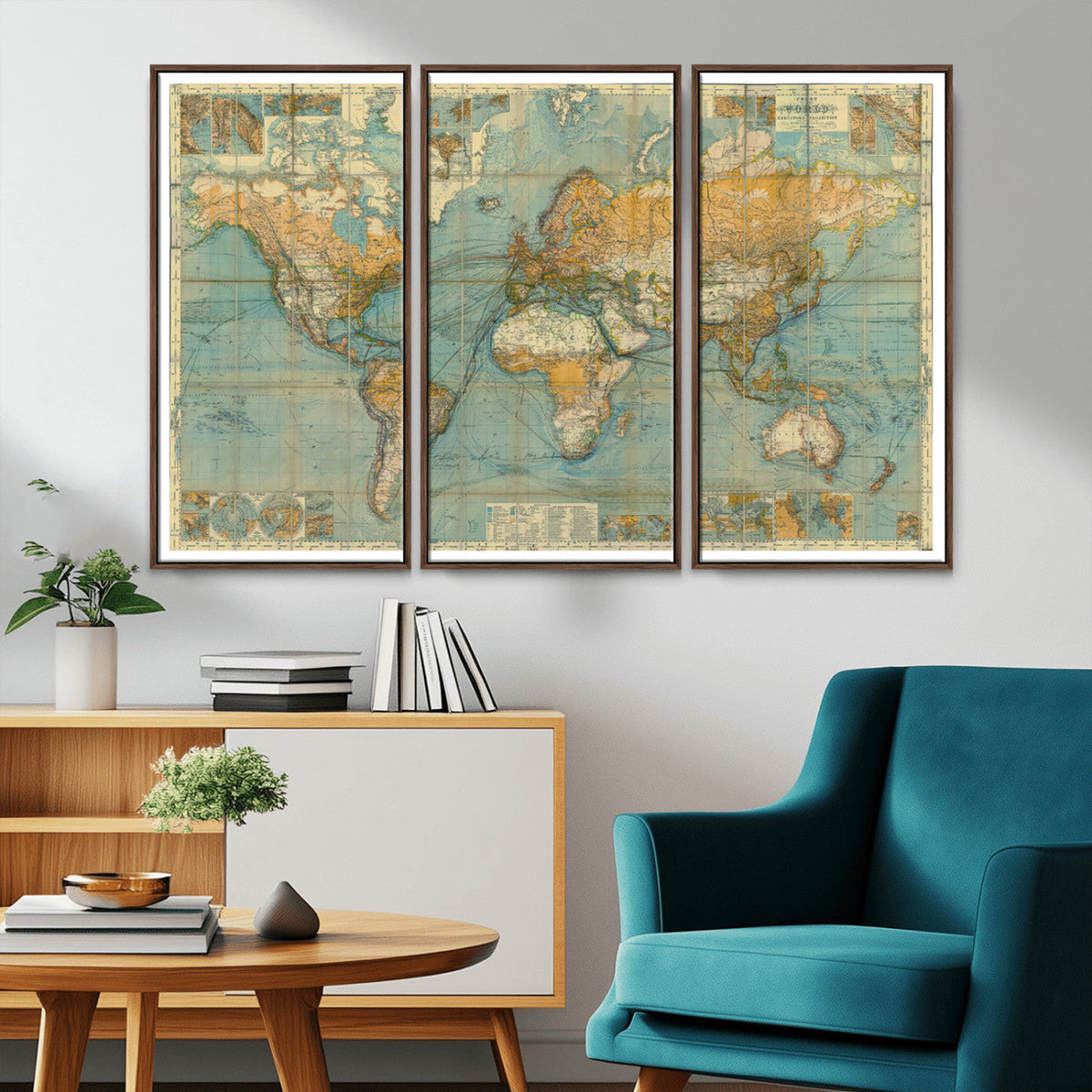 Push Pin World Map Canvas Print | Travel Tracker Wall Art for Couples