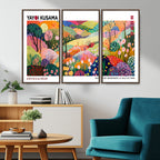Framed Yayoi Kusama 1986 Wall Art Print | Japanese Wabi Sabi Vibrant Abstract Landscape Canvas