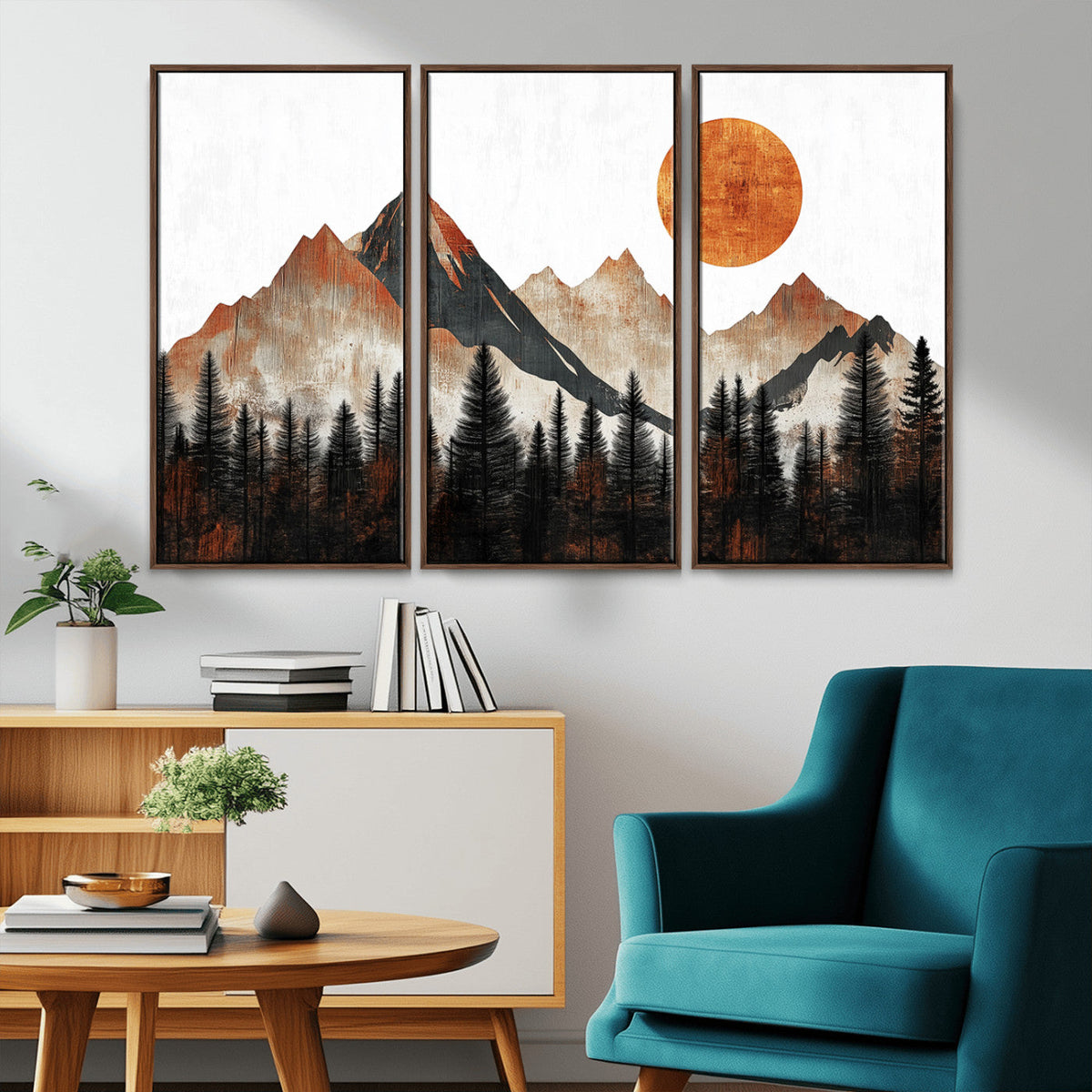Modern Abstract Mountain Canvas Wall Art Print