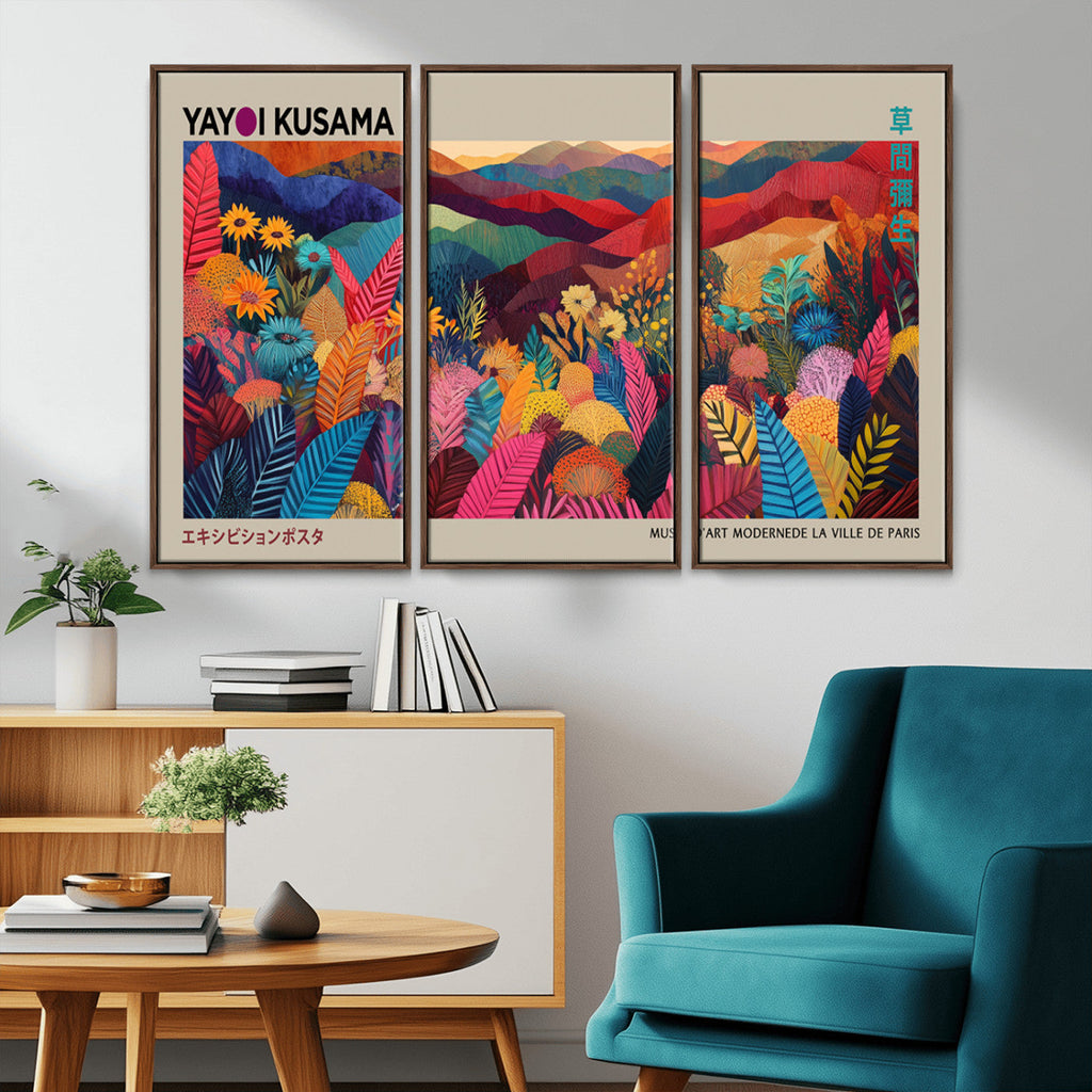 Yayoi Kusama Wall Art Canvas Print, Abstract Art, Large Framed Print, Japanese Wabi Sabi Wall Art