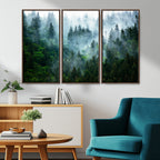 Misty Forest Wall Art Canvas Print | Framed Foggy Mountain Landscape