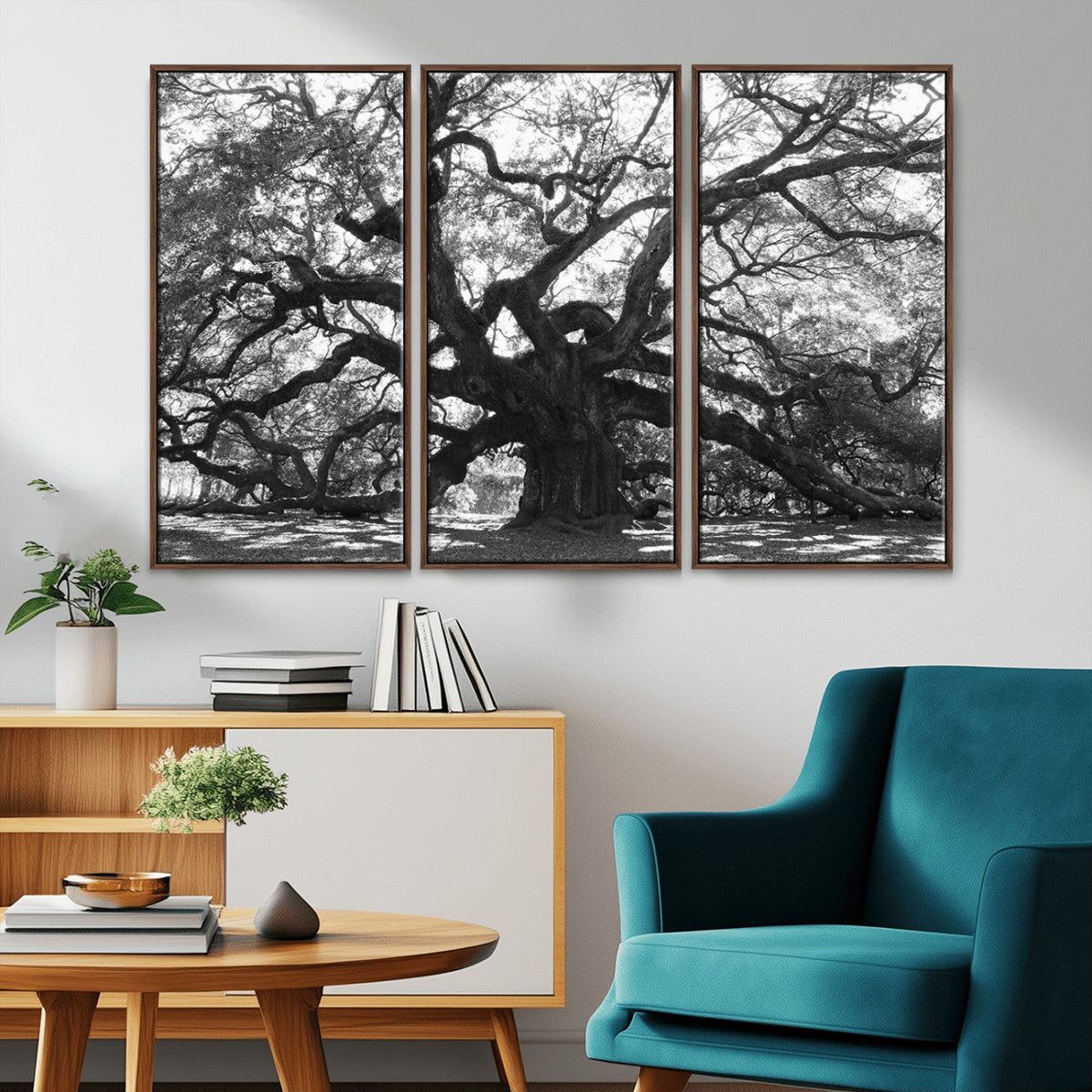 Ancient Oak Wall Art Canvas Print | Gnarled Tree with Twisted Branches