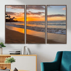 Tropical Beach Wall Art | Framed Sunset Ocean Canvas
