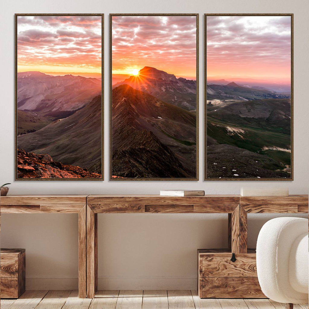Mountain Sunrise Wall Art Canvas Print | Alpine Ridge Morning Light