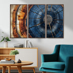 Framed Abstract Tree Ring Wall Art Print, Natural Rustic Wood Grain Canvas Print