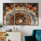 Tree Rings Wall Art Canvas Print, Rustic Wood Grain