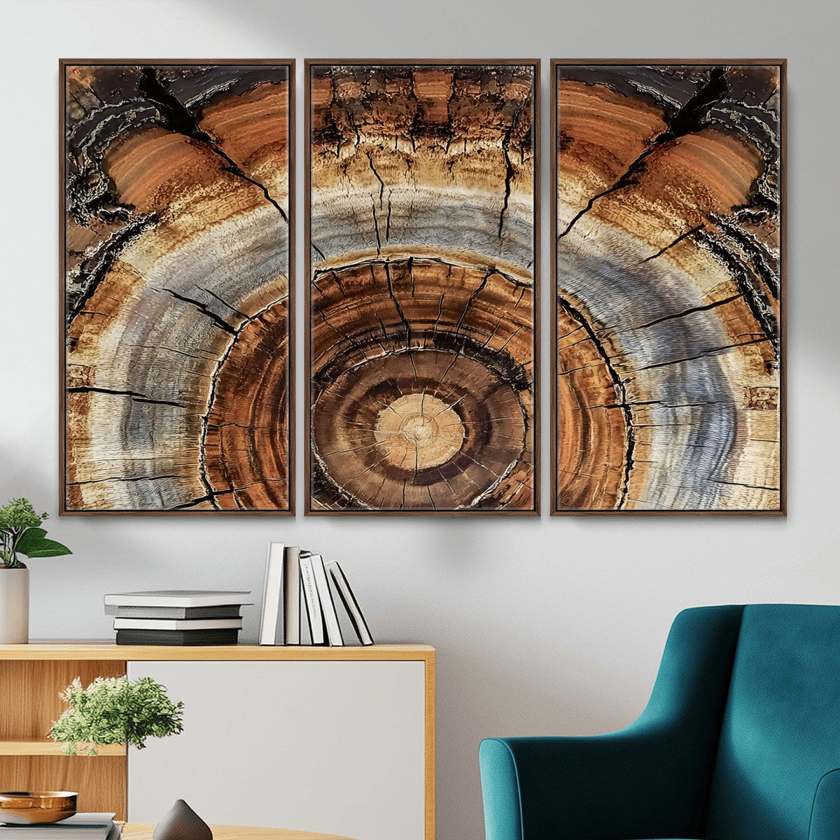 Tree Rings Wall Art Canvas Print, Rustic Wood Grain