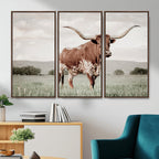 Texas Longhorn Wall Art | Framed Spotted Cattle Canvas
