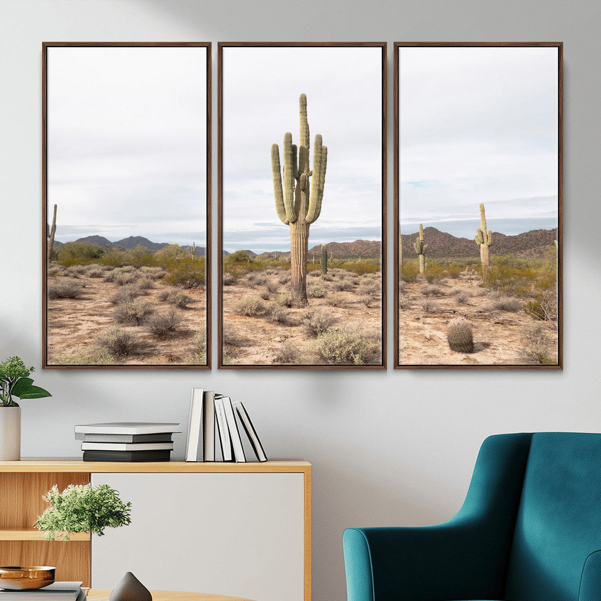 Saguaro Cactus Wall Art | Framed Desert Canvas Artwork