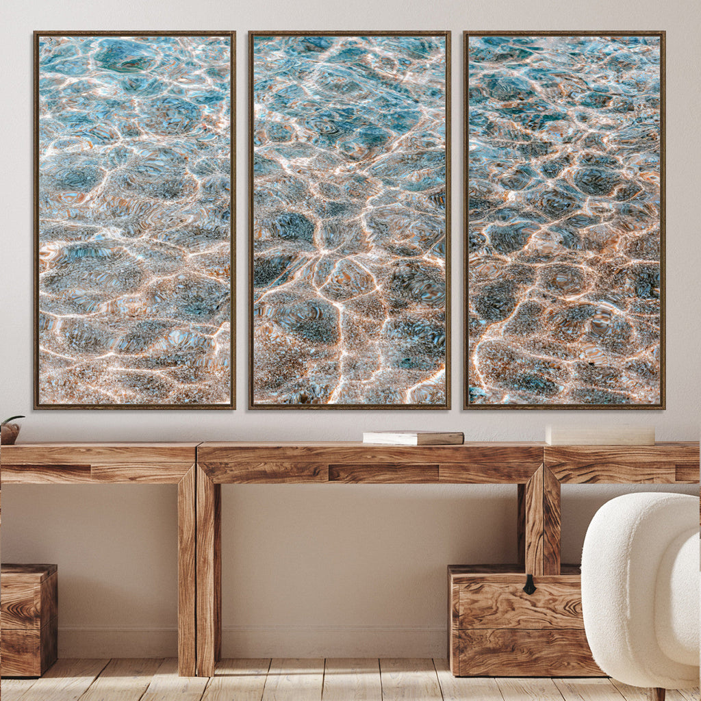 Clear Water Wall Art Canvas Print | Framed Sunlit Ocean Ripples