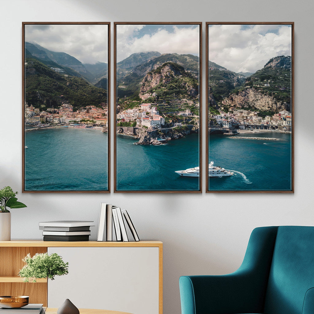 Amalfi Coast Wall Art | Framed Italian Seaside Canvas