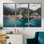 Amalfi Coast Wall Art | Framed Italian Seaside Canvas
