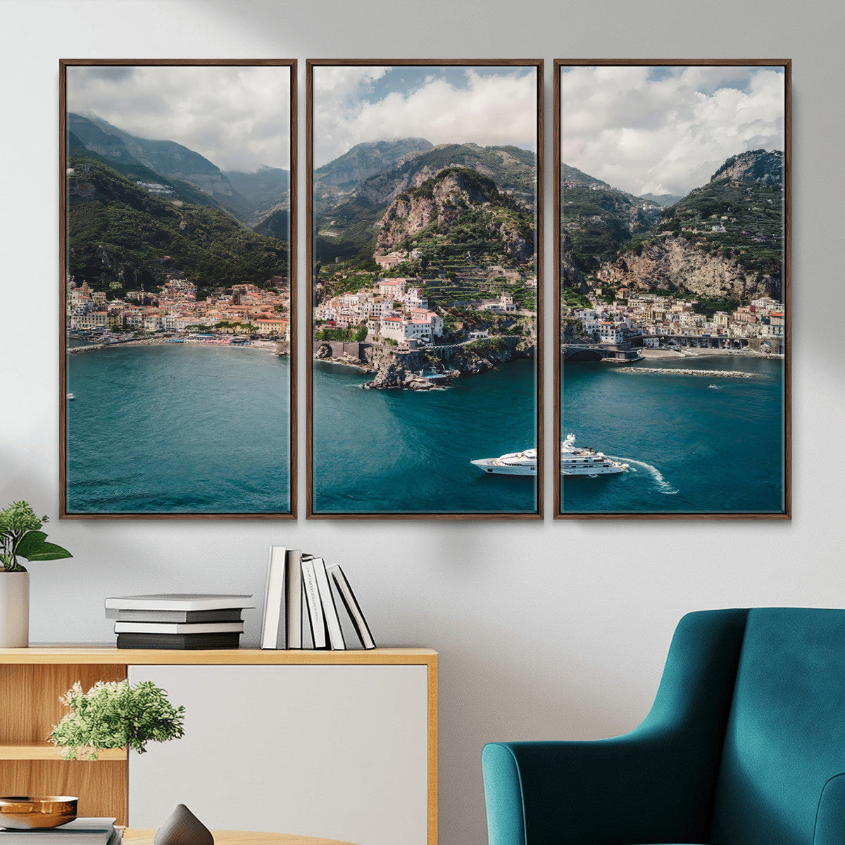 Amalfi Coast Wall Art | Framed Italian Seaside Canvas