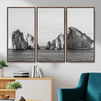 Coastal Wall Art | Framed Black White Ocean Canvas Artwork