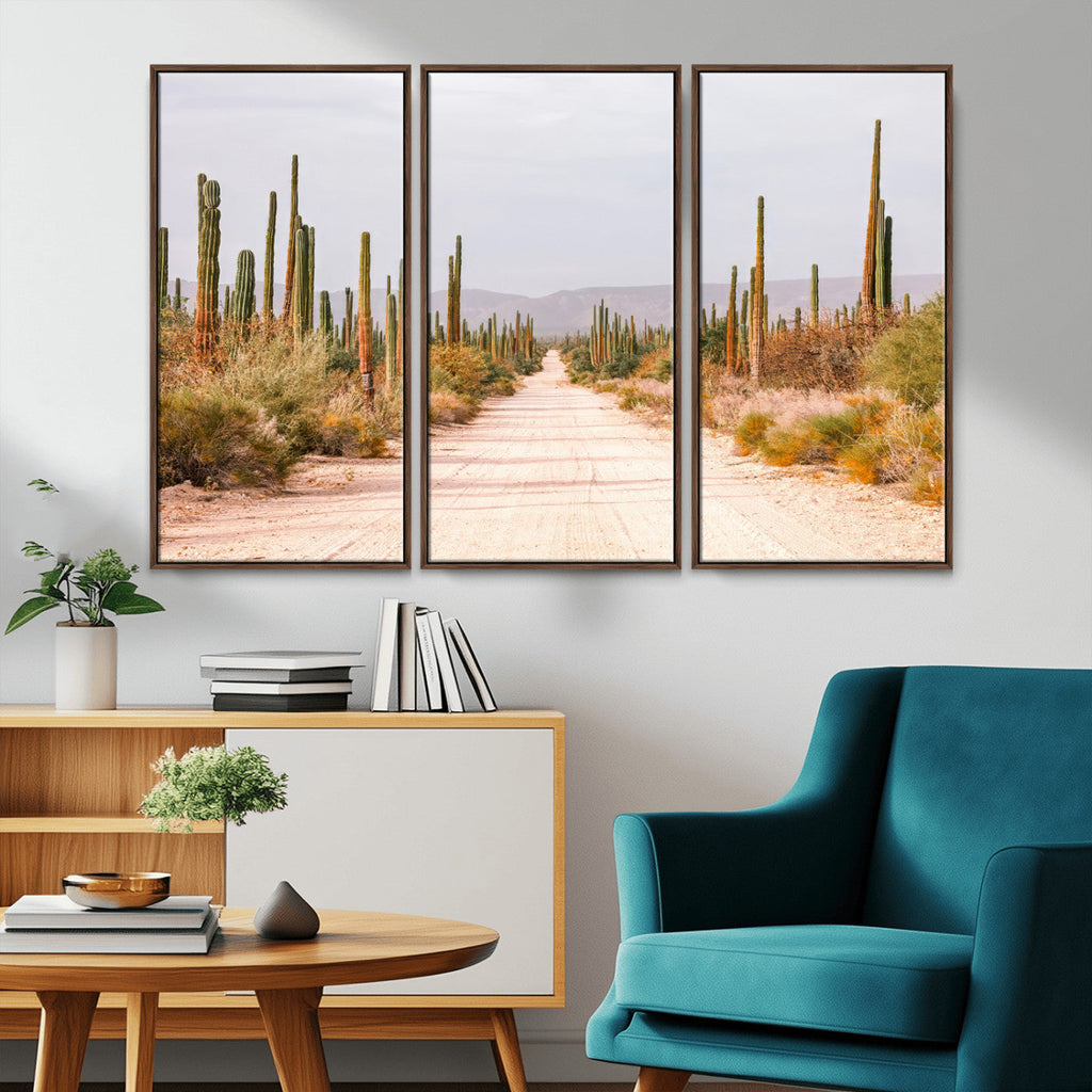 Desert Cactus Wall Art | Framed Southwestern Canvas Artwork