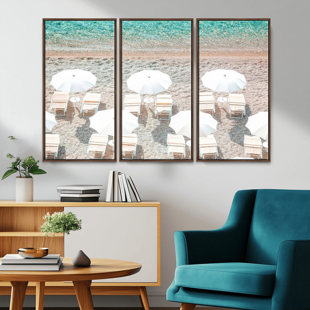 Calm Beach Wall Art | Framed Turquoise Water Canvas Artwork