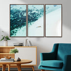 Minimal Beach Wall Art | Framed Ocean Swimming Canvas
