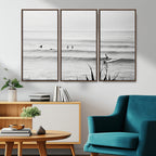 Surfer Silhouette Wall Art | Framed Calm Ocean Canvas