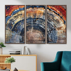 Tree Rings Wall Art Canvas Print, Framed Petrified Wood Art, Modern Rustic Decor