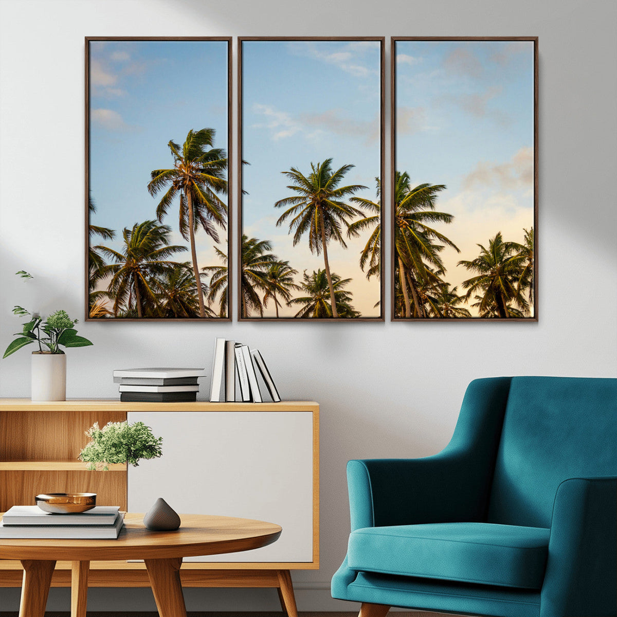 Palms Wall Art Canvas Print, Framed Tropical Coastal Nature Scene