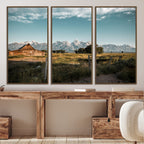 Rustic Farmhouse Wall Art Canvas Print, Teton Range Mormon Row Barn