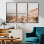 Beach Landscape Wall Art Canvas Print, Framed Sand Dune Photography, Minimalist Seascape Coastal Decor