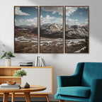 Mountain Landscape Wall Art Canvas Print, Framed Snowy Peaks Art, Rugged Highlands Rustic Adventure Decor