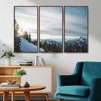 Snowy Mountains Wall Art Canvas Print, Framed Alpine Landscape Frosty Peaks Artwork