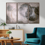 Abstract Grey Gold Wall Art | Modern Geometric Canvas