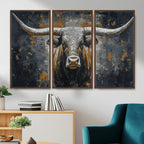 Rustic Bull Wall Art Canvas Print, Longhorn Wall Decor