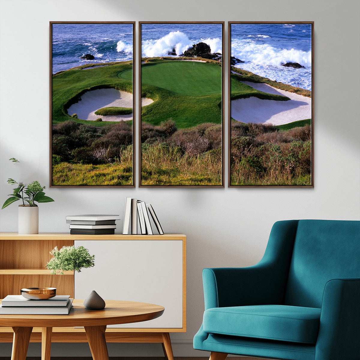 California Pebble Beach Golf Links Wall Art Canvas Print, Iconic Monterey Coastal Golf Course