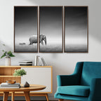 Elephant and Zebra Wall Art Canvas Print, Modern Artwork