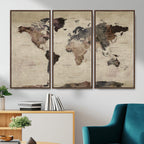 World Map Canvas Print, Detailed Map of the World, Adventure Gift for Couples and Anniversaries