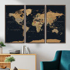 Vintage World Map Earth Globe Countries Oceans Continents