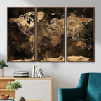 World Map Canvas Print, Modern Decorative Framed Map Artwork