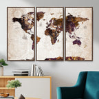 Blue Watercolor World Map Canvas Print | Framed Modern Wall Art