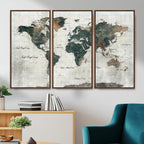 World Map Canvas Print | Framed Travel Map Wall Art for Couples