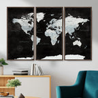 World Map Canvas Print | Framed Push Pin Wall Art, Color Splash Travel Map
